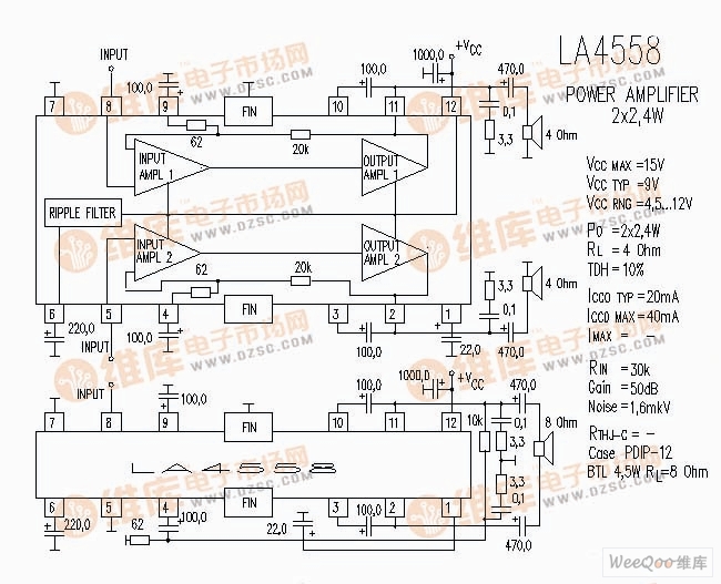 LA4558 音响IC电路
