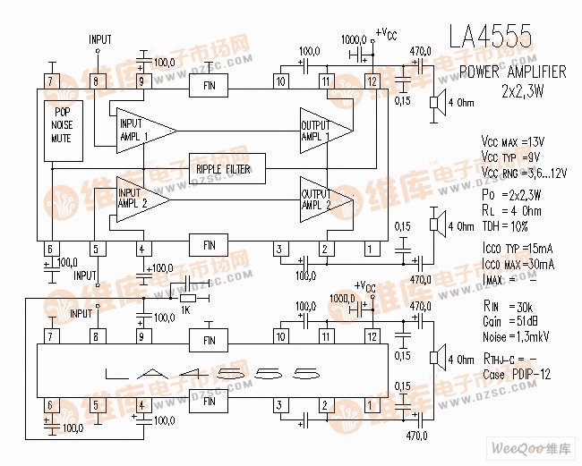 LA4555 音响IC电路