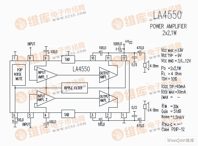 LA4550 音响IC电路